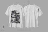 تیشرت سفید طرح دار جریان تیره VII اثر جولیا دی سانو | فروشگاه ایماژ