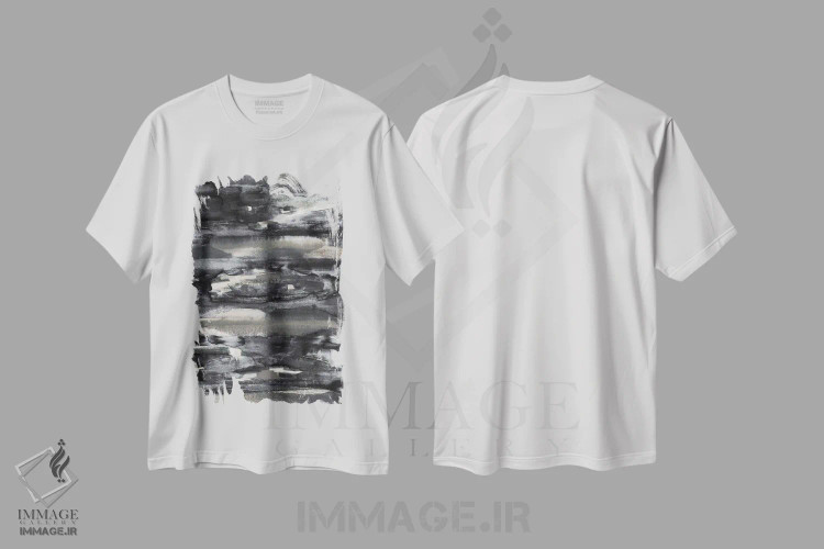 تیشرت سفید طرح دار جریان تیره VII اثر جولیا دی سانو | فروشگاه ایماژ