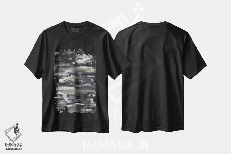 تیشرت مشکی طرح دار جریان تیره VII اثر جولیا دی سانو | immage.ir