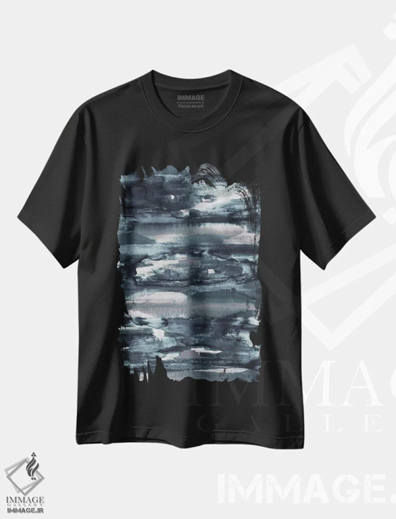 تیشرت مشکی طرح دار جریان تیره X اثر جولیا دی سانو | فروشگاه ایماژ