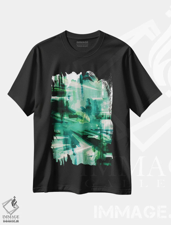 تیشرت مشکی طرح دار چراغ های شهر VII اثر جولیا دی سانو | immage.ir