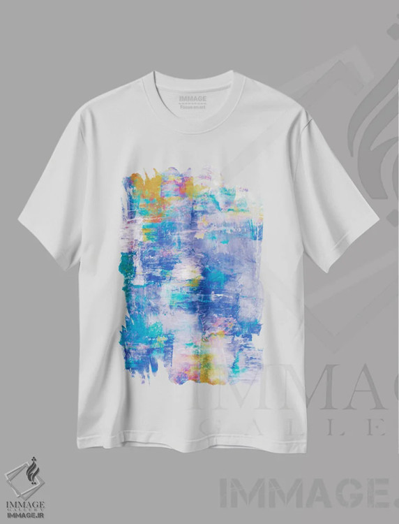 تیشرت سفید طرح دار خارج از شبکه V اثر جولیا دی سانو | فروشگاه ایماژ