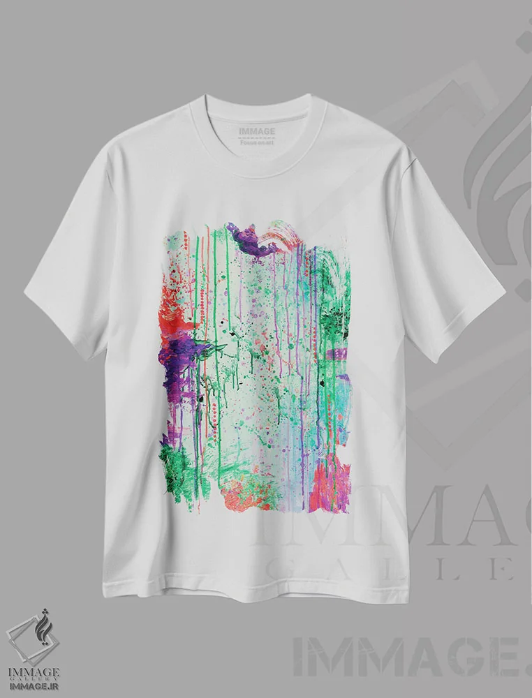 تیشرت سفید طرح دار نوستالژی دهه ۹۰، آبستره اثر جولیا دی سانو | immage.ir