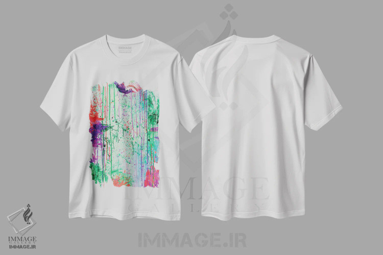 تیشرت سفید طرح دار نوستالژی دهه ۹۰، آبستره اثر جولیا دی سانو | immage.ir