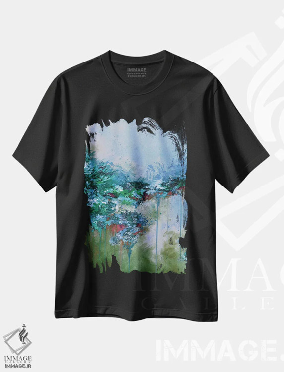 تیشرت مشکی طرح دار هنگامی که زمین آسمان را ملاقات کرد VI اثر جولیا دی سانو | فروشگاه ایماژ