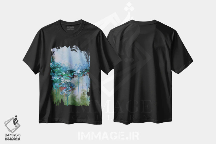 تیشرت مشکی طرح دار هنگامی که زمین آسمان را ملاقات کرد VI اثر جولیا دی سانو | فروشگاه ایماژ