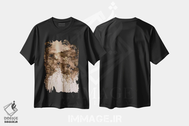 تیشرت مشکی طرح دار ابرهای قهوه ای اثر جولیا دی سانو | فروشگاه ایماژ
