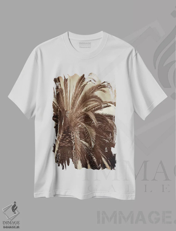 تیشرت سفید طرح دار نخل نجواگر، مدیوم اثر جنیفر بروسار | فروشگاه ایماژ