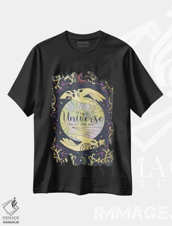 تیشرت مشکی طرح دار جهان هستی، هنر دیجیتال اثر جنیفر اللوری | فروشگاه ایماژ