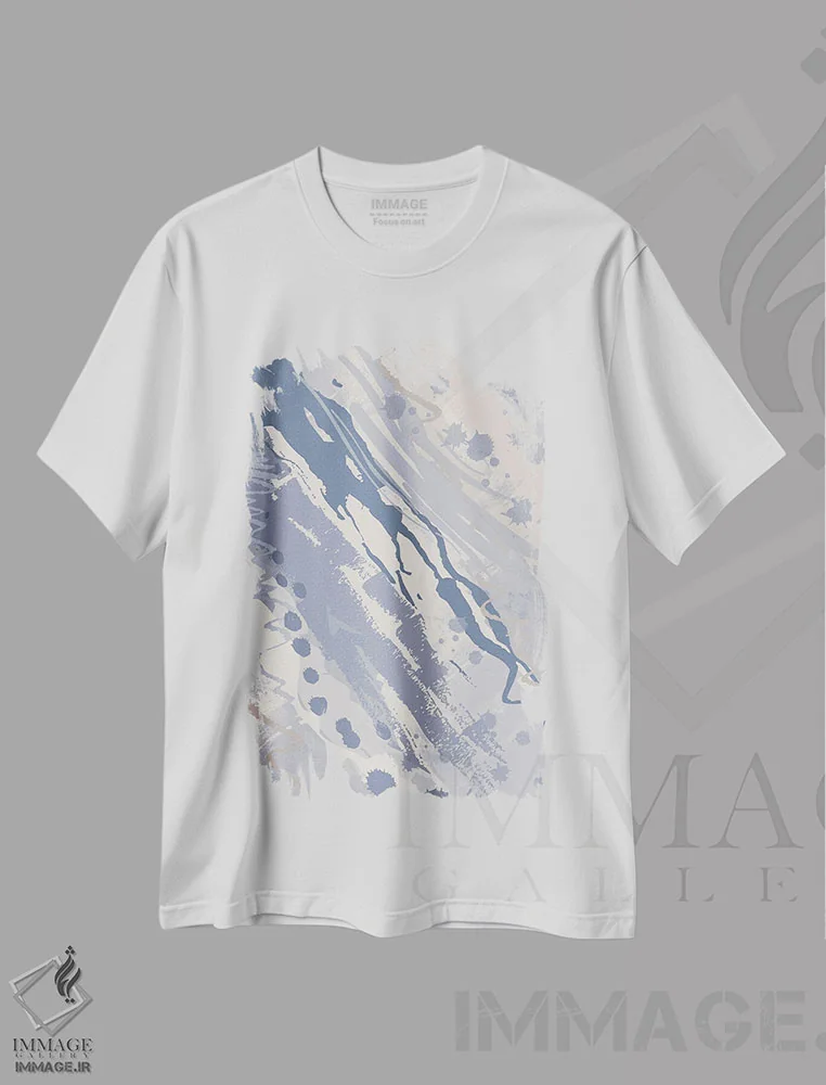 تیشرت سفید طرح دار خوش آمدگویی پنج، آبستره اثر جنیفر اللوری | immage.ir