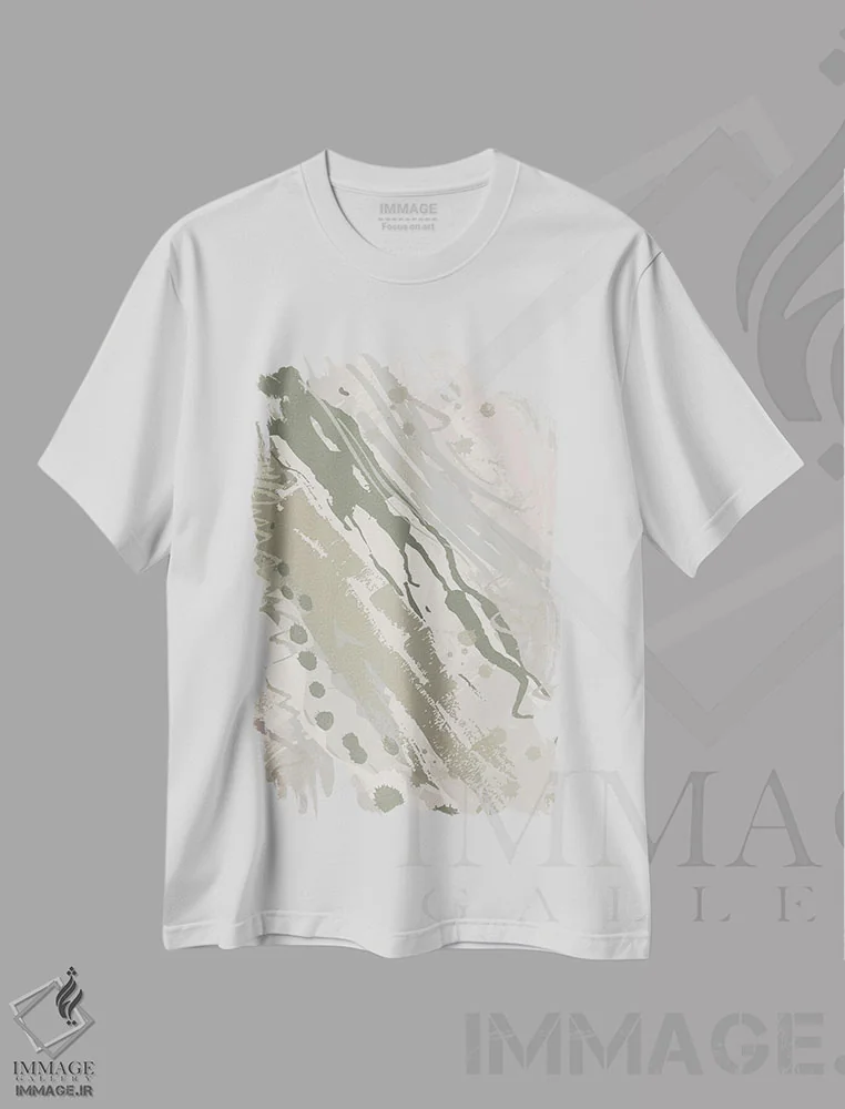 تیشرت سفید طرح دار خوش آمدگویی چهار، آبستره اثر جنیفر اللوری | فروشگاه ایماژ