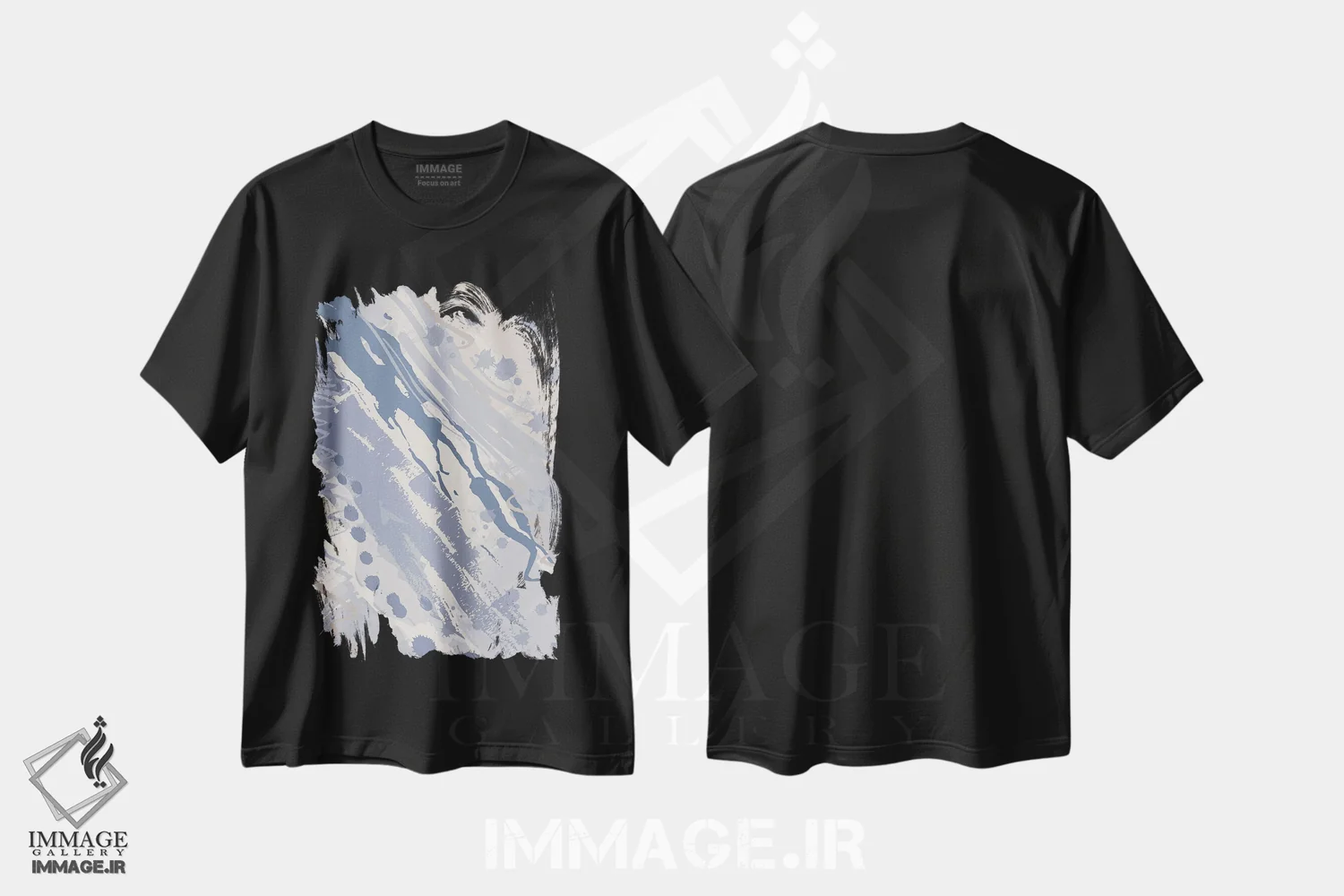 تیشرت مشکی طرح دار خوش آمدگویی پنج، آبستره اثر جنیفر اللوری | فروشگاه ایماژ