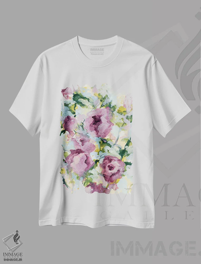 تیشرت سفید طرح دار گل انتزاعی، آبستره اثر جنیفر هولدن | immage.ir