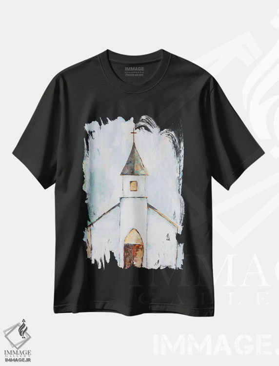 تیشرت مشکی طرح دار نزدیک صلیب، دکور معاصر اثر جنیفر هولدن | فروشگاه ایماژ