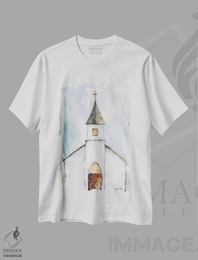 تیشرت سفید طرح دار نزدیک صلیب، دکور معاصر اثر جنیفر هولدن | immage.ir