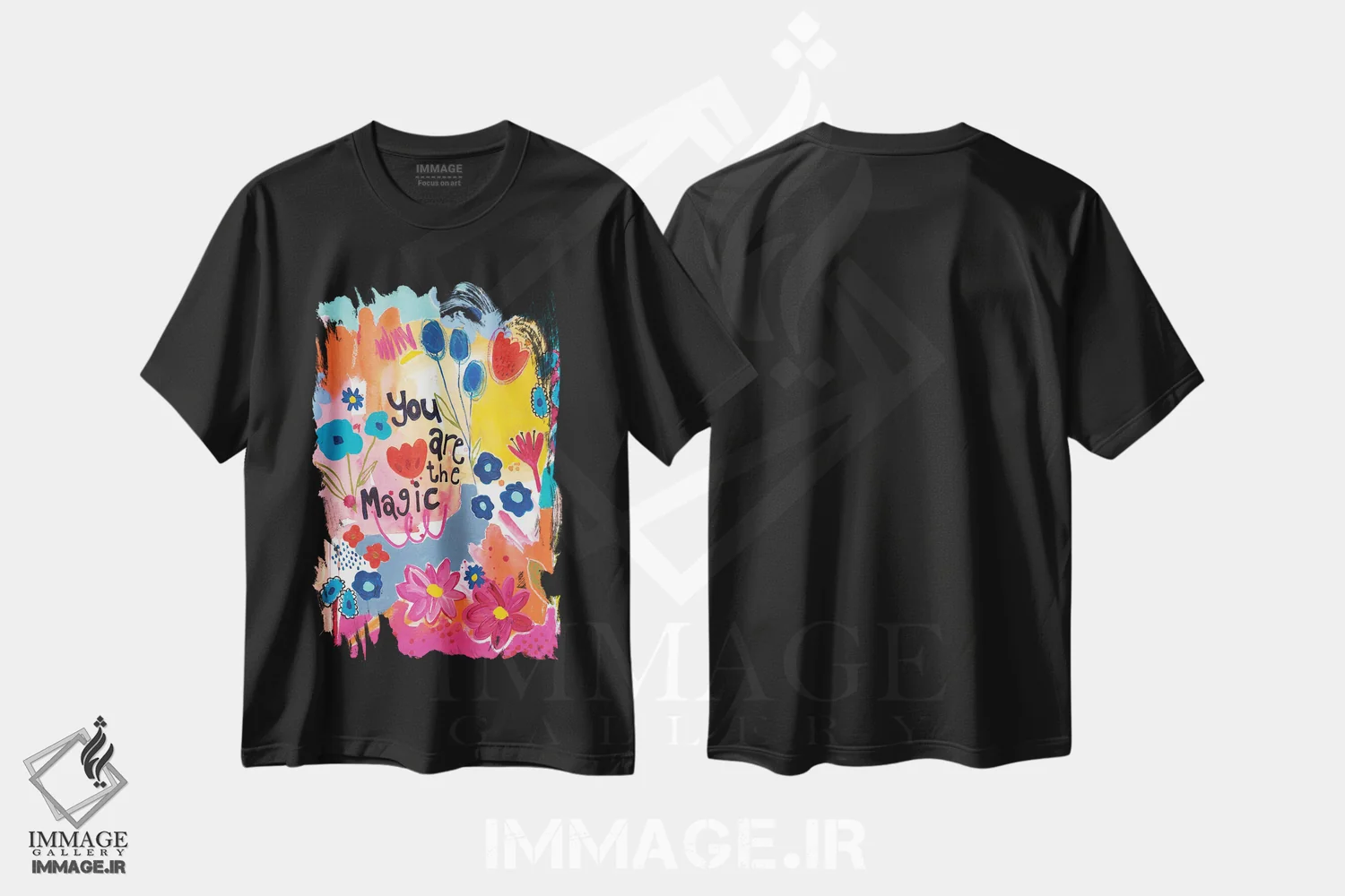 تیشرت مشکی طرح دار تو گل جادویی هستی، مدیوم اثر جنیفر مک کالی | immage.ir