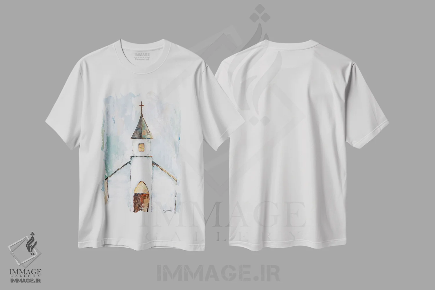 تیشرت سفید طرح دار نزدیک صلیب، دکور معاصر اثر جنیفر هولدن | immage.ir