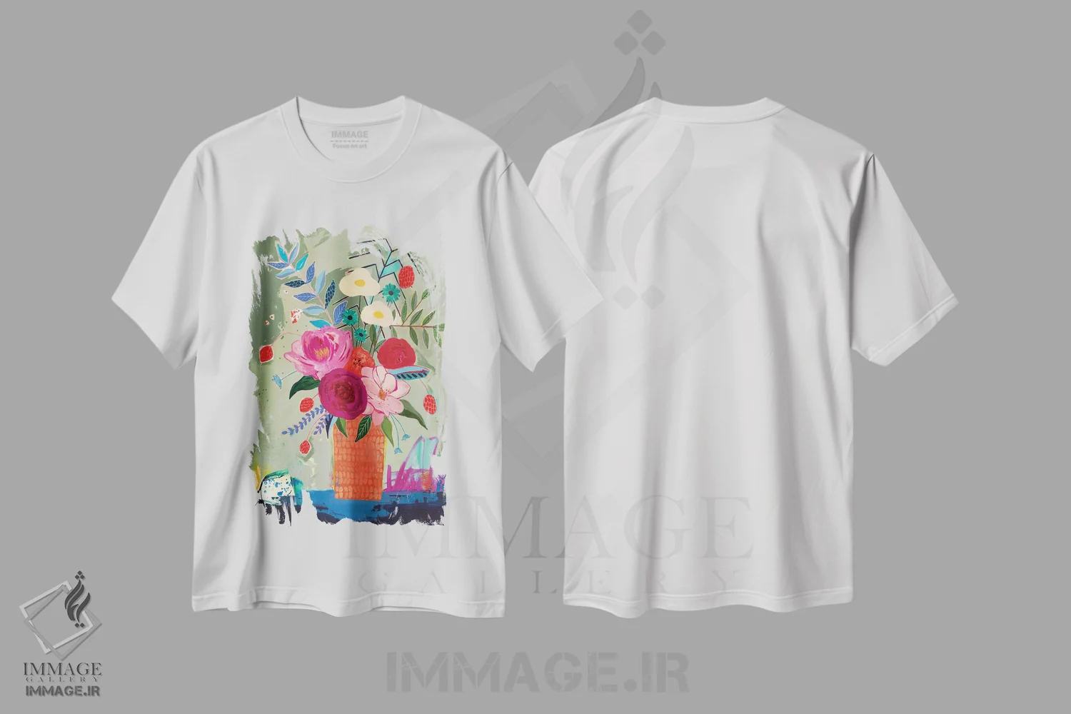 تیشرت سفید طرح دار گلدان نارنجی، دکور معاصر اثر جنیفر مک کالی | immage.ir