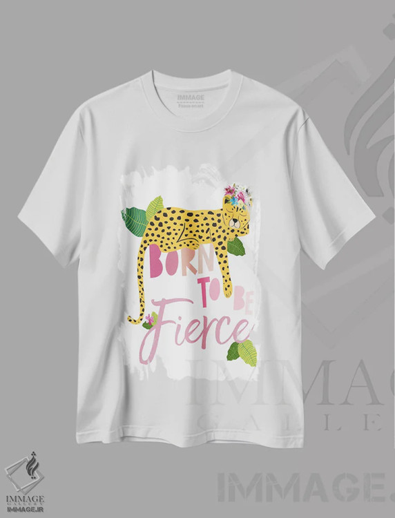 تیشرت سفید طرح دار چیتای خشمگین از تولد دو، تایپوگرافی اثر جنیفر مک کالی | فروشگاه ایماژ