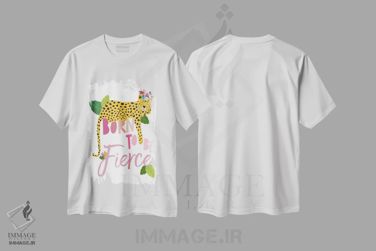 تیشرت سفید طرح دار چیتای خشمگین از تولد دو، تایپوگرافی اثر جنیفر مک کالی | فروشگاه ایماژ