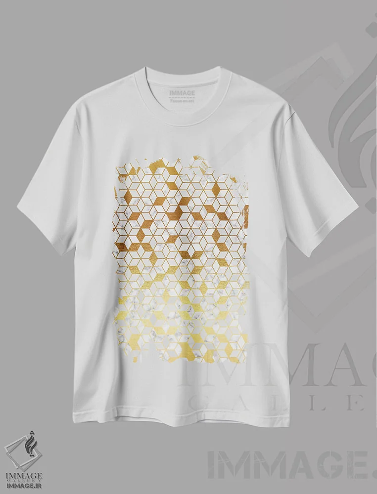 تیشرت سفید طرح دار ترازو ۳، آبستره اثر ژان کلی | فروشگاه ایماژ