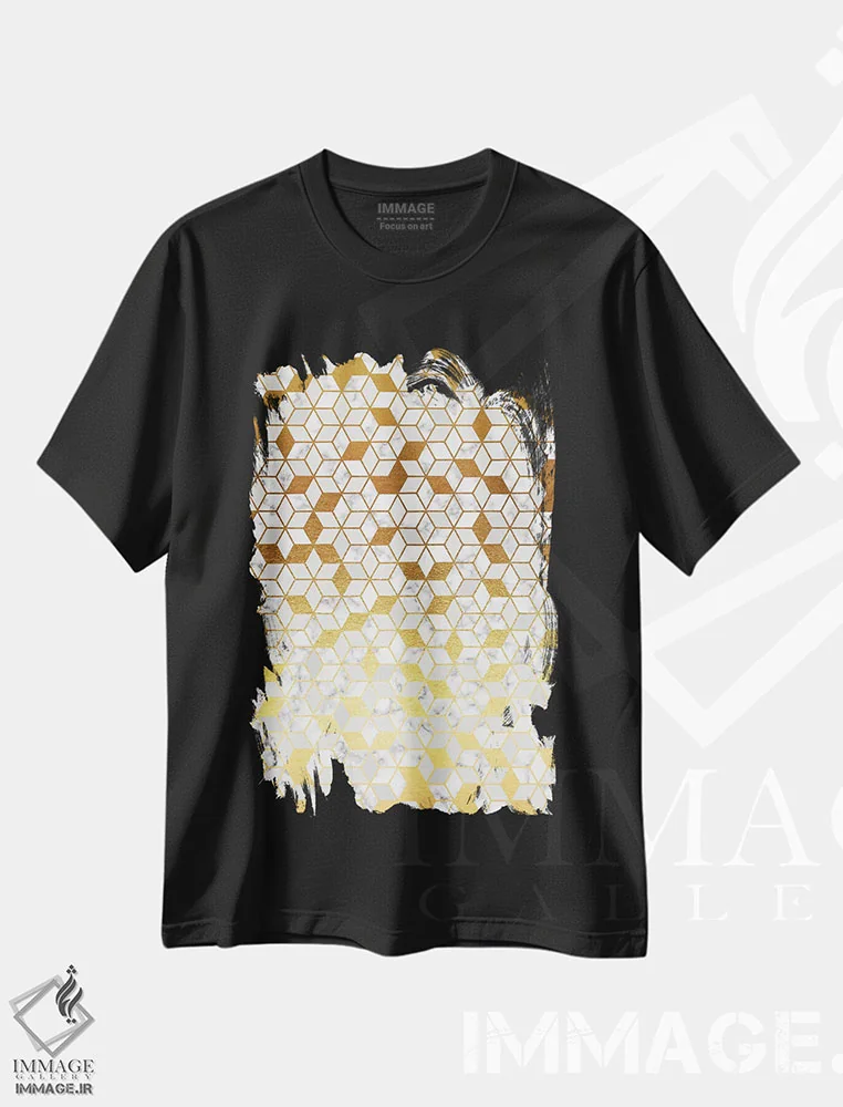 تیشرت مشکی طرح دار ترازو ۳، آبستره اثر ژان کلی | immage.ir
