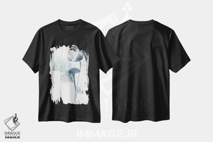 تیشرت مشکی طرح دار شکوفه های نیمه شب ۳، آبستره اثر جون اریکا وس | immage.ir