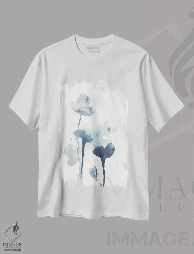 تیشرت سفید طرح دار شکوفه های نیمه شب ۴، آبستره اثر جون اریکا وس | immage.ir