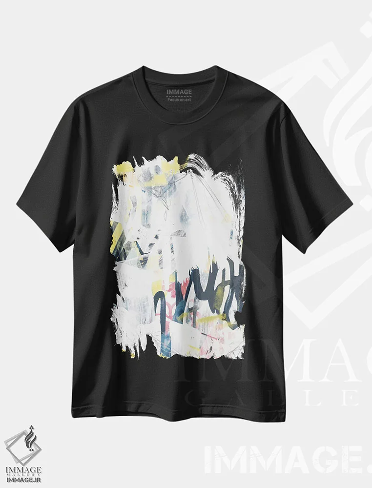تیشرت مشکی طرح دار گرافیتی شاعرانه ۱ اثر جون اریکا وس | فروشگاه ایماژ