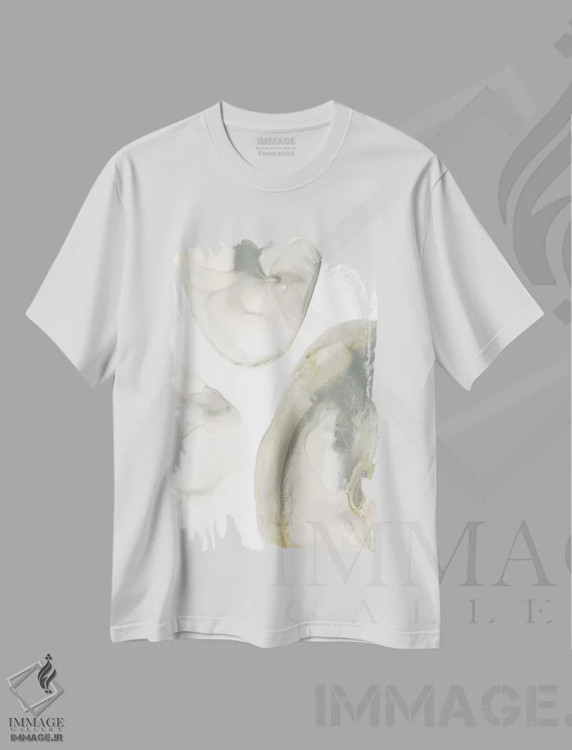 تیشرت سفید طرح دار ژئود طبیعی ۱، آبستره اثر جون اریکا وس | فروشگاه ایماژ