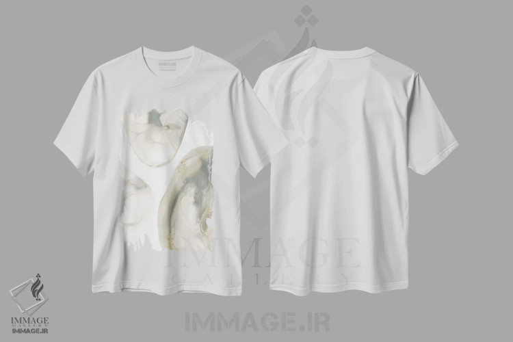 تیشرت سفید طرح دار ژئود طبیعی ۱، آبستره اثر جون اریکا وس | فروشگاه ایماژ