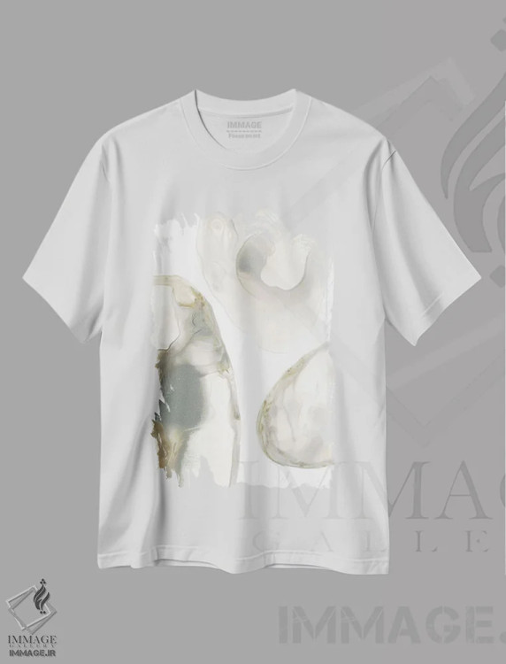 تیشرت سفید طرح دار ژئود طبیعی ۳، آبستره اثر جون اریکا وس | فروشگاه ایماژ