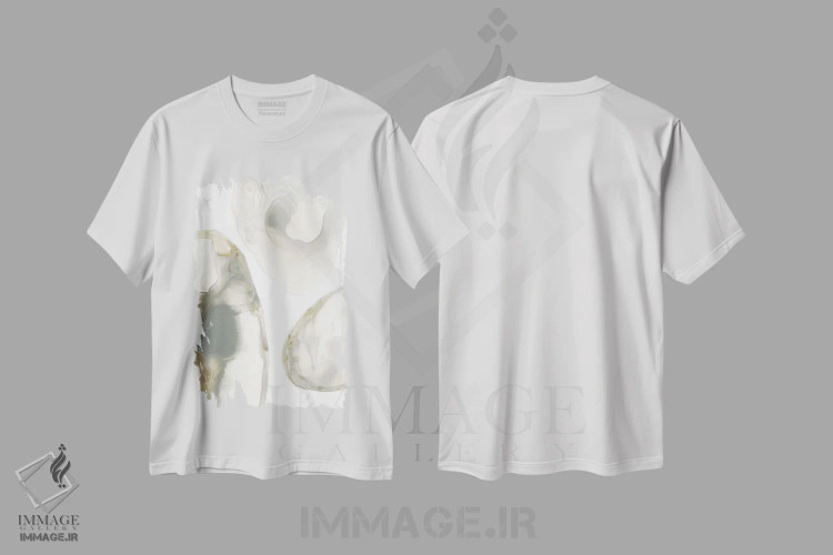 تیشرت سفید طرح دار ژئود طبیعی ۳، آبستره اثر جون اریکا وس | فروشگاه ایماژ