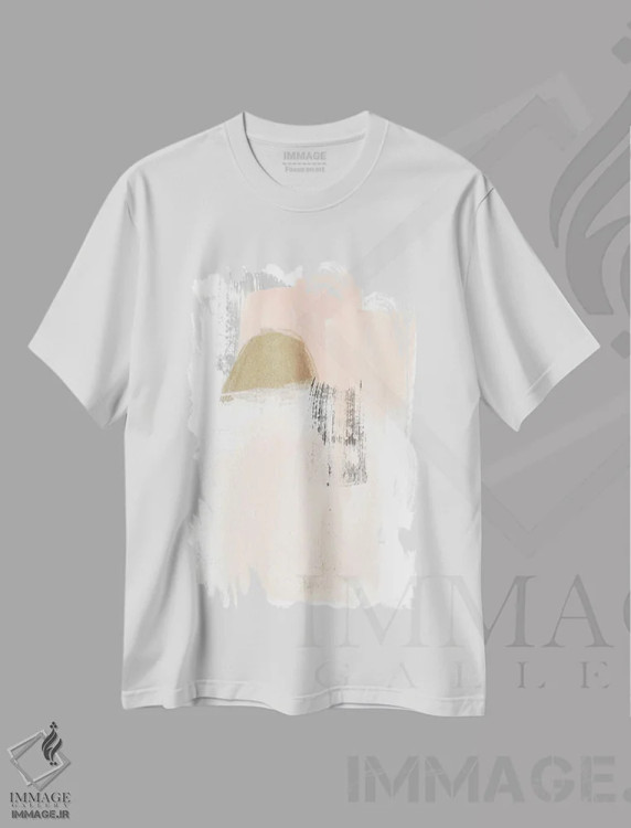 تیشرت سفید طرح دار آبستره صورتی ملایم ۵ اثر جون اریکا وس | immage.ir
