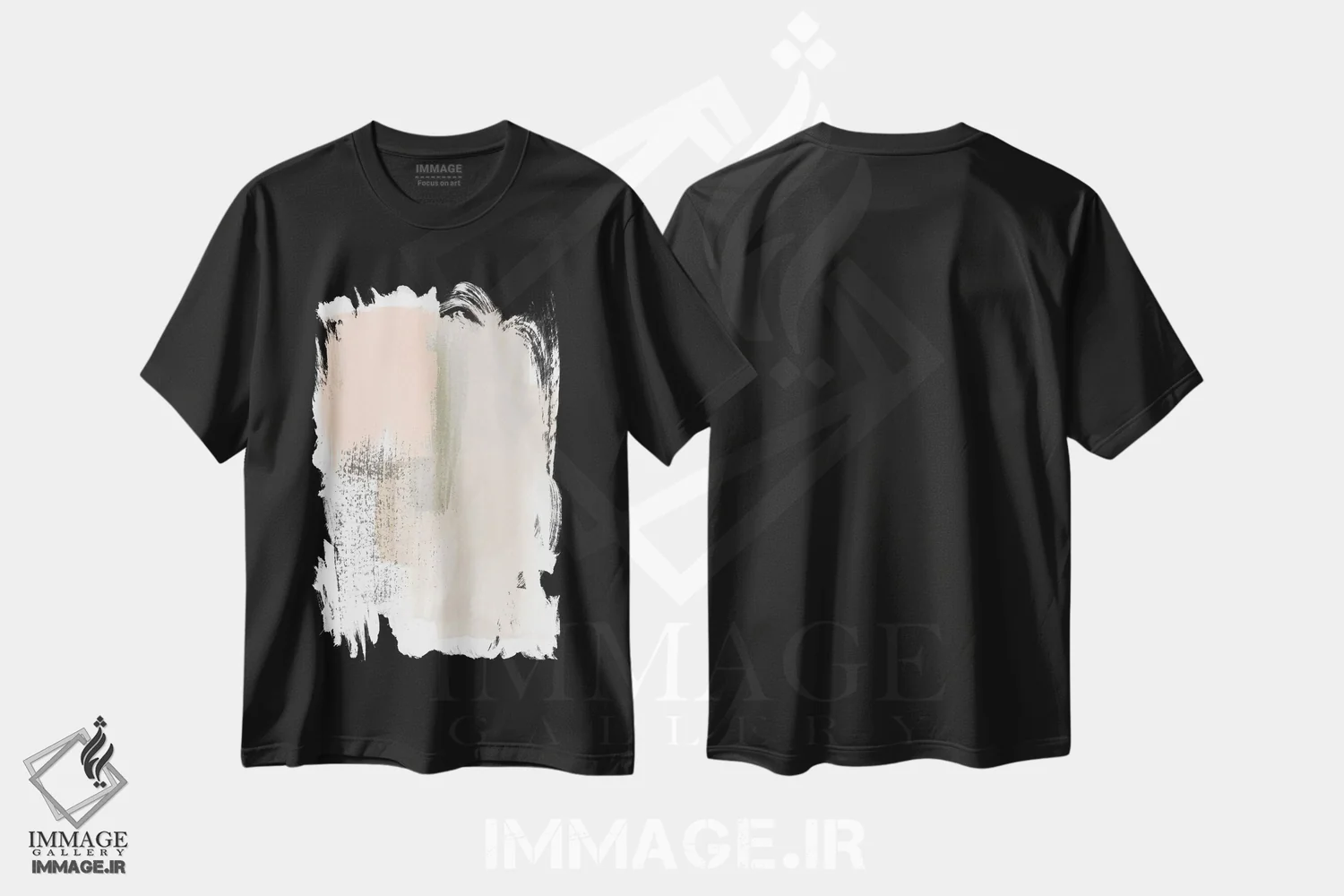 تیشرت مشکی طرح دار آبستره صورتی ملایم ۱ اثر جون اریکا وس | immage.ir