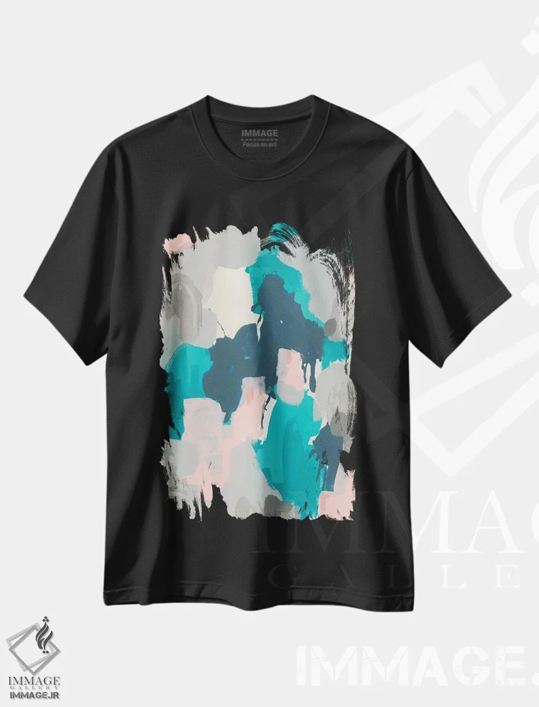 تیشرت مشکی طرح دار آواز آسمان یک، آبستره اثر جون اریکا وس | فروشگاه ایماژ