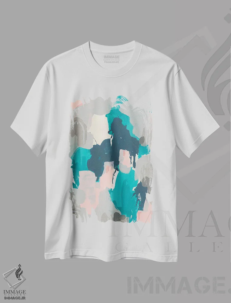 تیشرت سفید طرح دار آواز آسمان یک، آبستره اثر جون اریکا وس | immage.ir