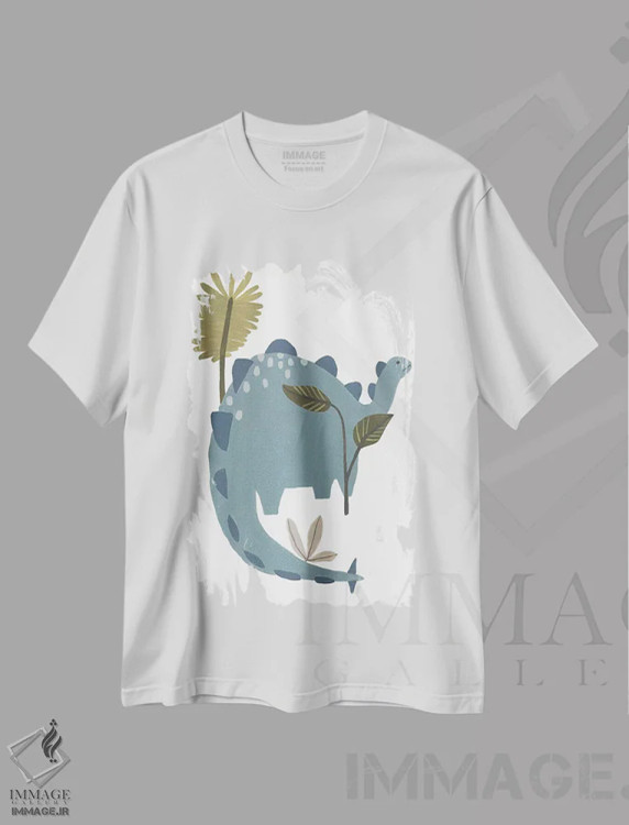 تیشرت سفید طرح دار دایناسور قدرتمند یک، تزئینی اثر جون اریکا وس | immage.ir