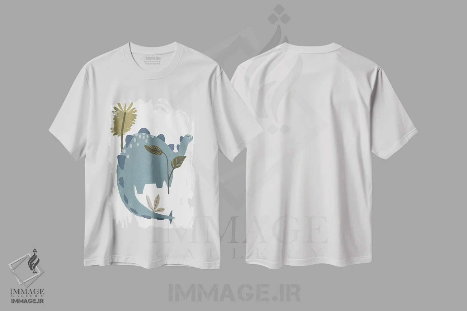 تیشرت سفید طرح دار دایناسور قدرتمند یک، تزئینی اثر جون اریکا وس | immage.ir