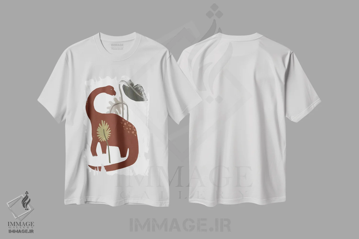 تیشرت سفید طرح دار دایناسور قدرتمند چهار، تزئینی اثر جون اریکا وس | فروشگاه ایماژ