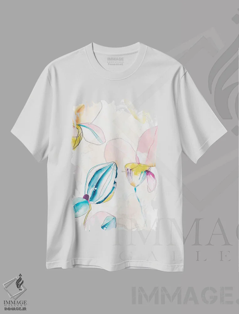 تیشرت سفید طرح دار پاشش باغ یک، آبستره اثر جون اریکا وس | immage.ir