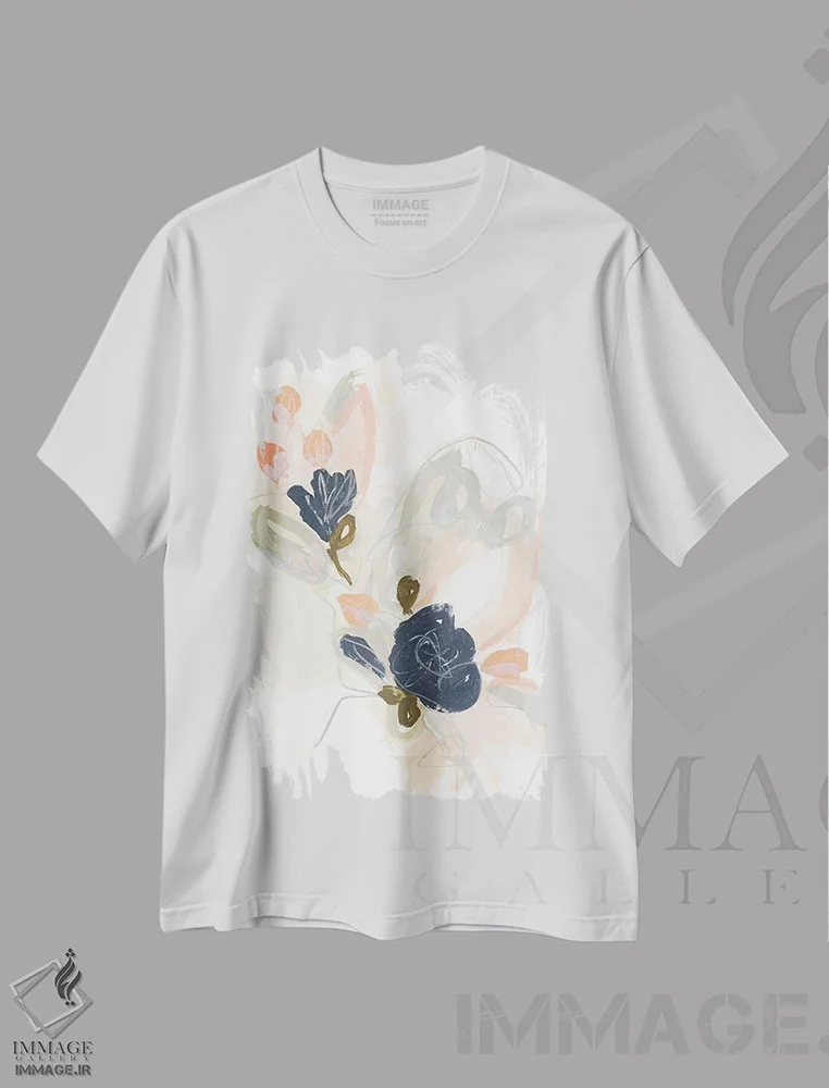 تیشرت سفید طرح دار تصویر دسته گل یک، دکور معاصر اثر جون اریکا وس | immage.ir