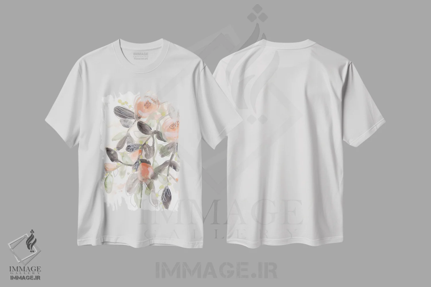 تیشرت سفید طرح دار شکوفه های شفاف یک، دکور معاصر اثر جون اریکا وس | فروشگاه ایماژ