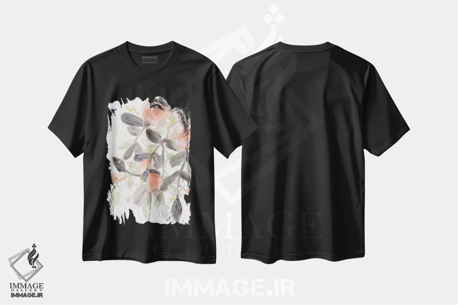 تیشرت مشکی طرح دار شکوفه های شفاف یک، دکور معاصر اثر جون اریکا وس | immage.ir