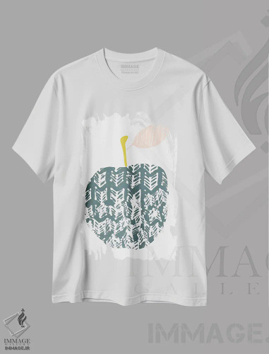 تیشرت سفید طرح دار میوهٔ بریده از کاغذ دو، تزئینی اثر جون اریکا وس | فروشگاه ایماژ