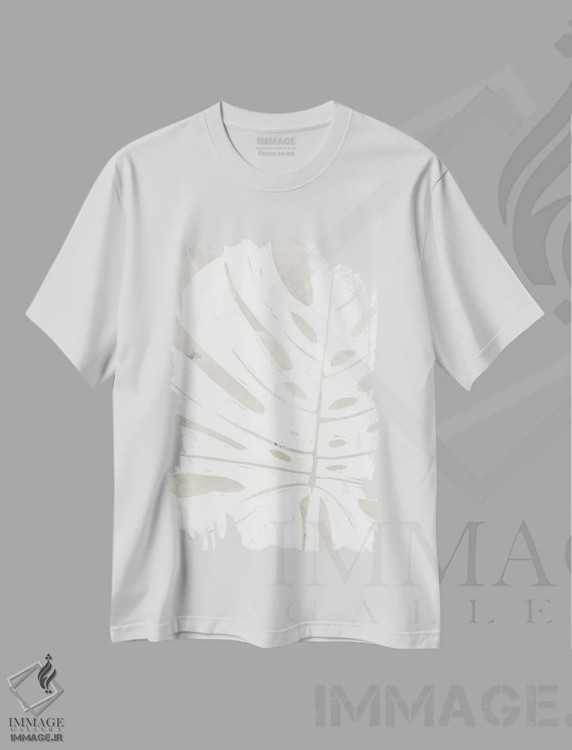 تیشرت سفید طرح دار سایه نما روی پارچه کتان استوایی یک، دکور ساحلی اثر جون اریکا وس | immage.ir