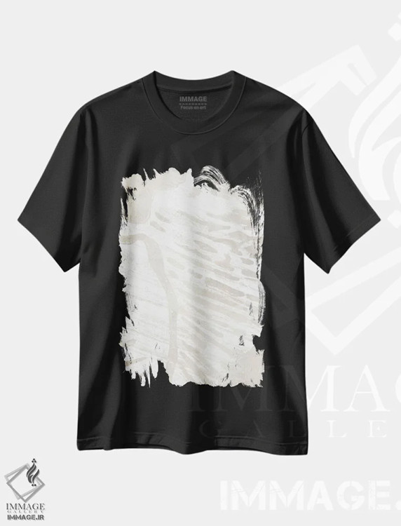 تیشرت مشکی طرح دار سایه نما روی پارچه کتان استوایی سه، دکور ساحلی اثر جون اریکا وس | فروشگاه ایماژ