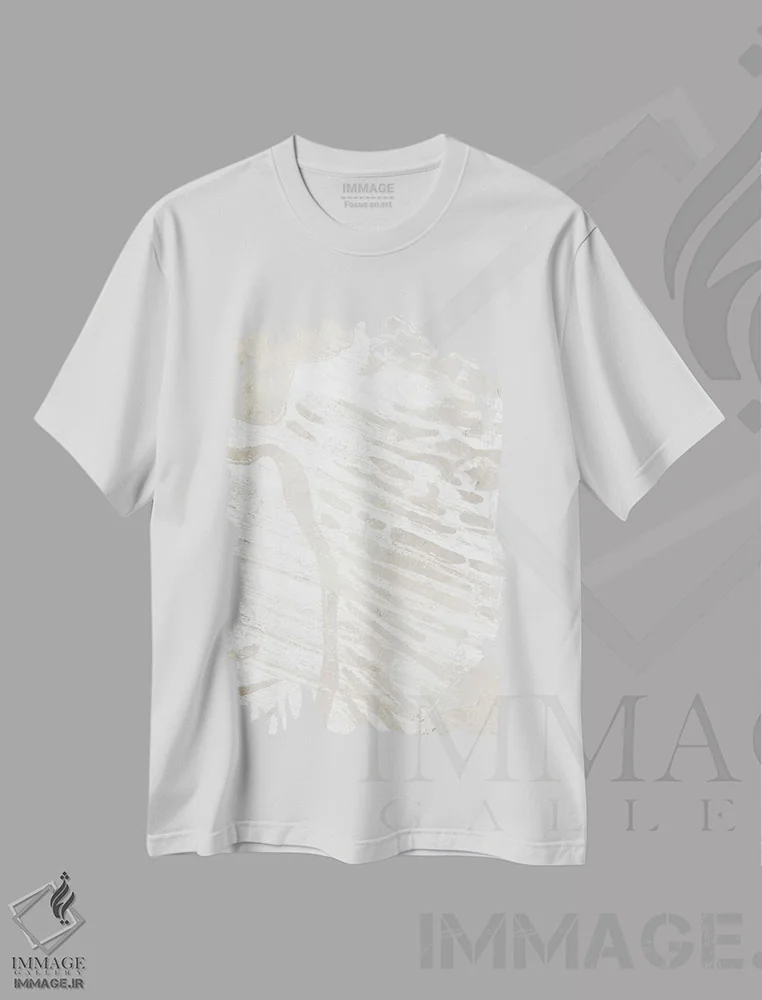 تیشرت سفید طرح دار سایه نما روی پارچه کتان استوایی سه، دکور ساحلی اثر جون اریکا وس | immage.ir