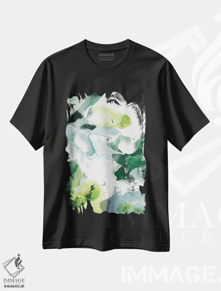 تیشرت مشکی طرح دار سنگ مرمر جنگلی یک اثر جون اریکا وس | immage.ir