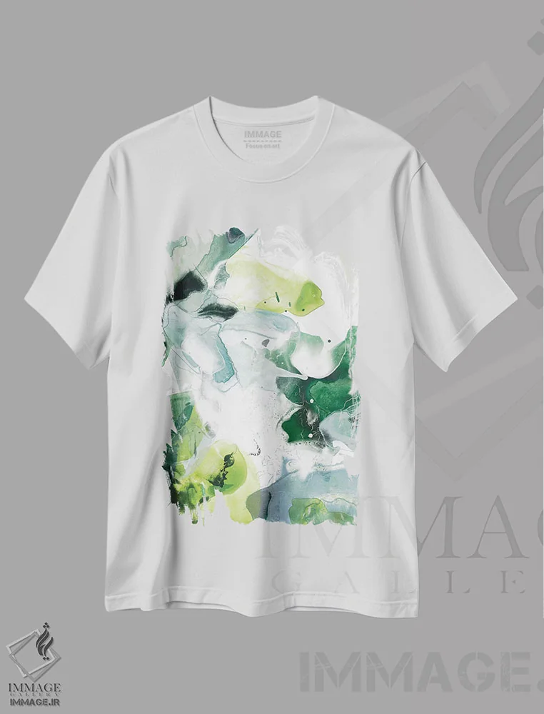تیشرت سفید طرح دار سنگ مرمر جنگلی یک اثر جون اریکا وس | فروشگاه ایماژ